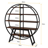 Bibliothèque, bibliothèque ronde Etagere, étagère à livres industrielle en bois de 63 pouces avec étagères décalées, salon