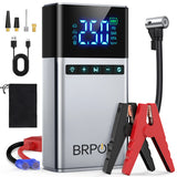 Démarreur de voiture portable BRPOM avec compresseur d'air, gonfleur de pneus, démarreur de batterie de voiture 8000 mAh, boîtier de démarrage, démarreur de batterie de voiture