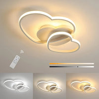 Plafonnier LED à intensité variable, 64W, 4800LM, design en forme de cœur, lampe avec télécommande, 3000-6500K, plafonnier LED moderne
