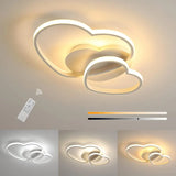 Plafonnier LED à intensité variable, 64W, 4800LM, design en forme de cœur, lampe avec télécommande, 3000-6500K, plafonnier LED moderne
