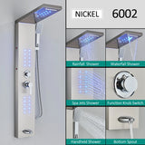 Panneau de douche LED noir, système de tour, cascade de pluie, colonne de douche, Massage hydroélectricité, corps Spa, bain-douche, mélangeur de robinet