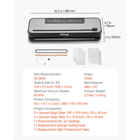 SucceBuy 60Kpa 100W Machine de scellage sous vide 5-en-1 scelleuse alimentaire multifonctionnelle avec système de scellage d'air automatique de coupe intégrée