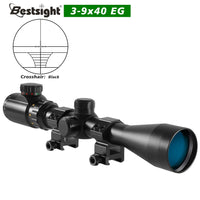Lunette de chasse 3-9x40 avec illumination rouge ou verte, viseur optique avec montures, réticule Mil Dot, pour la chasse tactique à l'air comprimé