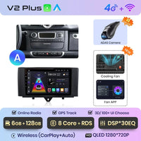 Autoradio Junsun sans fil CarPlay Android Auto pour Smart Fortwo 451 (2005-2015) - Systèmes intelligents pour voiture - RDS, Bluetooth, DSP - Format 2 DIN