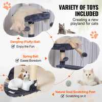 SucceBuy Arbre à chat pour chats d'intérieur Tour à chat avec chat condo Poste à gratter en sisal HamacTop Perche Plateformes de saut Gris foncé