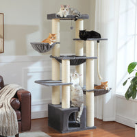 Gros arbre à chat pour chats de grande taille tour à chat robuste avec plusieurs niveaux maison à chat arbre d'escalade avec hamac 11 poteaux en Sisal grand perche