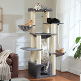 Gros arbre à chat pour chats de grande taille tour à chat robuste avec plusieurs niveaux maison à chat arbre d'escalade avec hamac 11 poteaux en Sisal grand perche