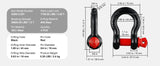 SucceBuy 4 pièces 5/8 "manille à anneau en D 8T 13T crochet de remorquage de résistance de rupture avec goupille de vis 3/4" pour accessoires de remorquage tout-terrain de camion