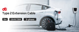 dé Câble d'extension de type 2 pour station de charge Wallbox, chargeur EV, compatible avec toutes les prises de charge de type 2, 11kW, 5m, 10m, 15m, 20m