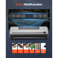SucceBuy 60Kpa 100W Machine de scellage sous vide 5-en-1 scelleuse alimentaire multifonctionnelle avec système de scellage d'air automatique de coupe intégrée