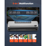 SucceBuy 60Kpa 100W Machine de scellage sous vide 5-en-1 scelleuse alimentaire multifonctionnelle avec système de scellage d'air automatique de coupe intégrée