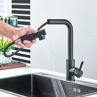 Robinet de cuisine extractible avec douchette à deux jets, mitigeur eau chaude/froide en acier inoxydable.