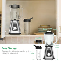 Mélangeur de smoothie BioloMix 1300 W avec pot en verre de 1,5 L, mélangeurs personnels combinés pour boissons aux fruits surgelés, sauces