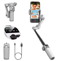 AOCHUAN – stabilisateur de cardan intelligent X2 à 3 axes, pour iPhone et Smartphone Android, avec pôle d'extension intégré, affichage LED