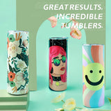 HTVRONT 8 pièces en acier inoxydable 20 OZ gobelets à Sublimation maigre droit gobelet à Sublimation blanc bricolage tasses tasses avec papiers de Sublimation