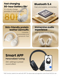 HAYLOU S30 casque sans fil Bluetooth 5.4 43dB casques antibruit adaptatifs 40mm pilote dynamique 80H écouteurs de lecture
