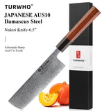 Couteau de chef japonais TURWHO forgé à la main, en acier damassé, couteau de cuisine Santoku, couteau à sashimi, couteau à pain, outil de cuisine utilitaire à lame artisanale