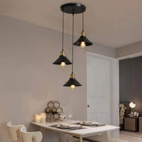 Suspension industrielle vintage à 3 lumières, design Edison en métal, lustre suspendu en métal noir, douille E27 pour plafonnier de cuisine