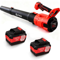 Souffleur de feuilles sans fil OUTIGO, avec 2 batteries de 4,5 Ah et 2 tubes, puissant et léger, idéal pour le dépoussiérage, le déneigement, le jardinage et les travaux de terrassement.
