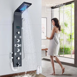 Robinet de douche à lumière LED noire, salle de bains, SPA, Jet de Massage, système de colonne de douche, cascade, panneau de douche de pluie, robinet pulvérisateur de Bidet