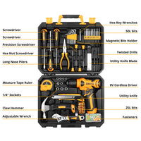 DEKO-Analyste d'outils électriques ChlorAnalyste avec perceuse sans fil 8V, mandrin sans clé 10mm 126 en effet, kits d'outils à main professionnels pour le bricolage domestique, 3/8 pièces