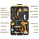 DEKO-Analyste d'outils électriques ChlorAnalyste avec perceuse sans fil 8V, mandrin sans clé 10mm 126 en effet, kits d'outils à main professionnels pour le bricolage domestique, 3/8 pièces