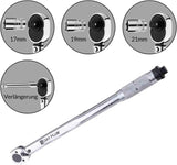 Clé dynamométrique à cliquet DayPlus 28-210Nm, clé à écrou de roue de boulon de roue de 1/2" incl. Douilles d'extension et de boulon de roue 17 mm-19 mm-21 mm