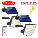 LED solaire fendu applique 3 Mode étanche capteur de mouvement lampe sécurité extérieure éclairage public lampe solaire pour jardin applique murale