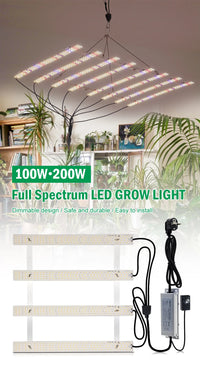 Lampe de culture LED à spectre complet 100W/200W AC100-277V LM281B pour la croissance végétative, la floraison, les serres et les tentes de culture.