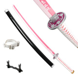 Katana Demon Slayer 41 pouces/104 cm (Tsuyuri Kanao Sanemi Giyuu) en bois bleu, jouet, épée, accessoire de jeu de rôle, personnage, arme