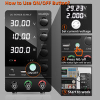 KUAIQU Adjustable Switching DC Power Supply 30V 10A 6A Lab Bench Power Supply 60V 5A 120V 3A Output Preset Current 20A 30A 60A