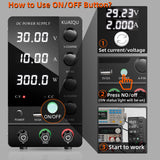 KUAIQU Adjustable Switching DC Power Supply 30V 10A 6A Lab Bench Power Supply 60V 5A 120V 3A Output Preset Current 20A 30A 60A