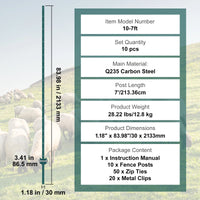 Poteau de clôture SucceBuy en forme de T, poteau métallique robuste, piquet en acier résistant pour jardin, pelouse, ferme, clôture extérieure en fil de fer