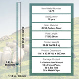 Poteau de clôture SucceBuy en forme de T, poteau métallique robuste, piquet en acier résistant pour jardin, pelouse, ferme, clôture extérieure en fil de fer