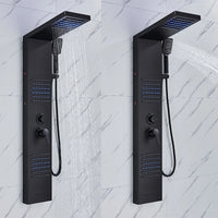 Panneau de douche LED noir, système de tour, cascade de pluie, colonne de douche, Massage hydroélectricité, corps Spa, bain-douche, mélangeur de robinet