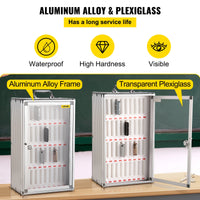 SucceBuy Armoire de téléphone portable à 36 fentes, tableau de poche en alliage d'aluminium argenté, casier de rangement mural pour salle de classe, bureau, salle de sport