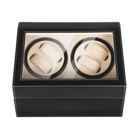 Présentoir de rangement 4 + 6, remontoir de montre en bois et cuir à Rotation automatique avec oreiller, boîte de luxe noir/marron