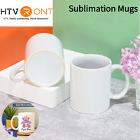 HTVRONT Lot de 6 tasses à sublimation de 11 OZ, ensemble vierge, gobelets classiques avec poignées pour Latte, bricolage, cadeau pour papier à sublimation