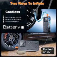 Démarreur de batterie multifonctionnel avec compresseur d'air 3000 A crête/150 PSI et gonfleur de pneus numérique