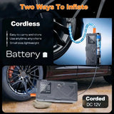 Démarreur de batterie multifonctionnel avec compresseur d'air 3000 A crête/150 PSI et gonfleur de pneus numérique