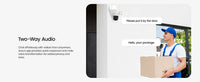 Caméra de surveillance extérieure sans fil Dekco 3K UHD WiFi avec projecteur, vision nocturne couleur à 360°, détection PIR et audio bidirectionnel.