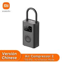 Xiaomi Mijia Compresseur à Air Portatif 2/2D, Gonfleur Pneus Voiture 150PSI (10.5 Bars) avec Lumière LED, 3 Embouts de Gonflage, Electrique Pompe pour Vélo, Moto, Balle