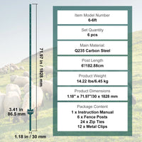 Poteau de clôture SucceBuy en forme de T, poteau métallique robuste, piquet en acier résistant pour jardin, pelouse, ferme, clôture extérieure en fil de fer