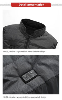 Femmes manteau Intelligent USB chauffage électrique thermique vêtements chauds hiver gilet chauffant grande taille hommes 21 pièces veste chauffante mode