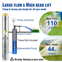 SucceBuy pompe Submersible pour puits profond pompe à eau en acier inoxydable 370W/550W/750W/1100W grande débit pompe à eau à tête haute