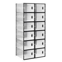 Organisateur de rangement à chaussures noir transparent, 8/12/18 pièces, armoire à chaussures pliable et empilable avec porte magnétique