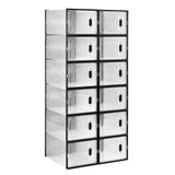 Organisateur de rangement à chaussures noir transparent, 8/12/18 pièces, armoire à chaussures pliable et empilable avec porte magnétique