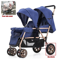 STOCK ue poussettes jumeaux Double enfants deux sièges poussettes chariot pliable vente en gros bébé poussette sièges avant et arrière