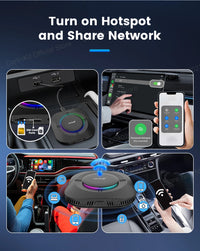 CarlinKit Android 13 LED AI Box, boîtier multimédia intelligent pour voiture, CarPlay sans fil, Android Auto sans fil, puce Qualcomm, carte SD extensible jusqu'à 512 Go
