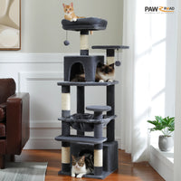 Grand arbre et tour pour chats d'intérieur, avec postes à gratter recouvertes de Sisal, hamac spacieux, perchoirs rembourrés et condos, jouets pour chats